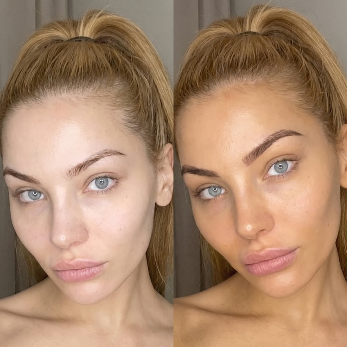 Before and after colour from Oleyra Tanning Drops